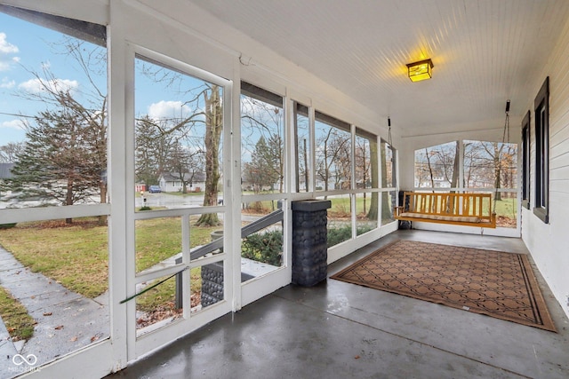 view of unfurnished sunroom