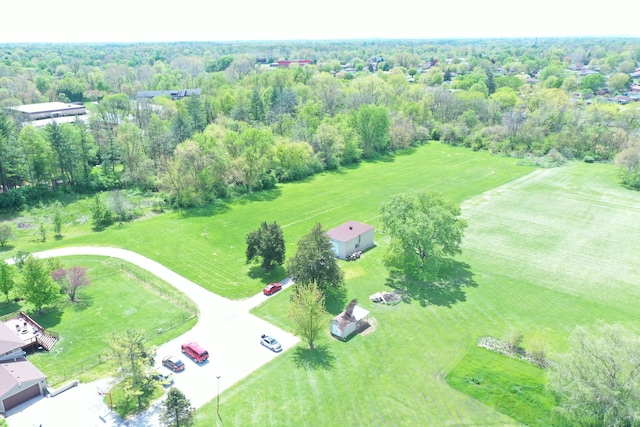 birds eye view of property featuring a rural view