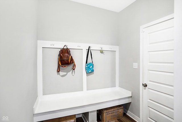 mudroom with hardwood / wood-style flooring