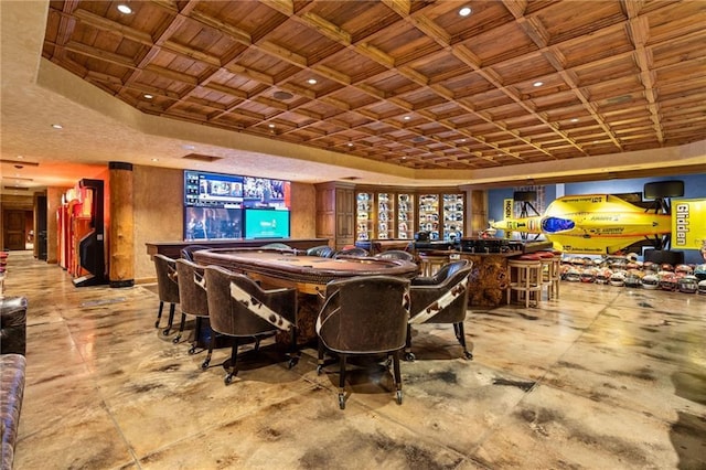 recreation room featuring bar area