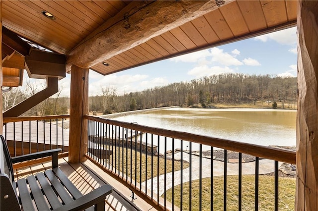 balcony with a water view