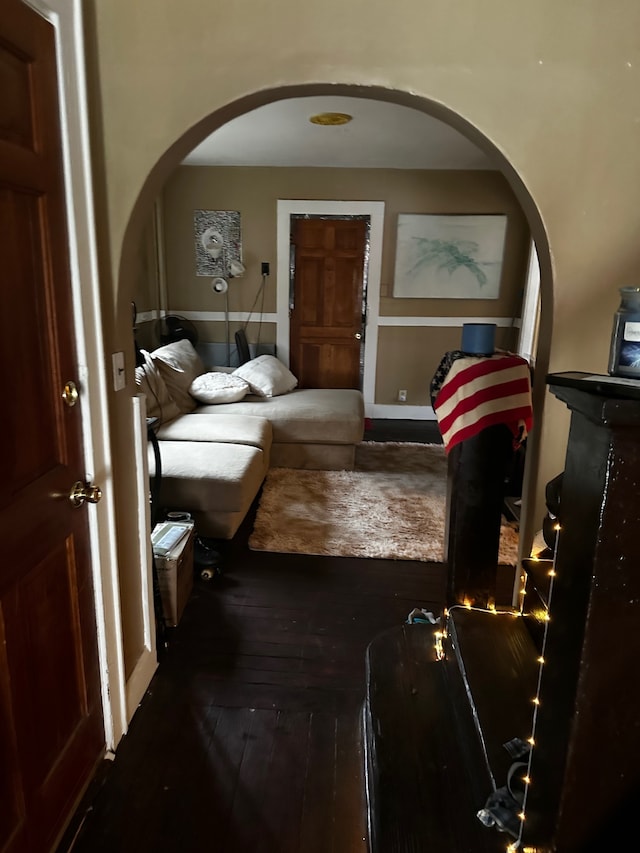 bedroom featuring dark hardwood / wood-style floors