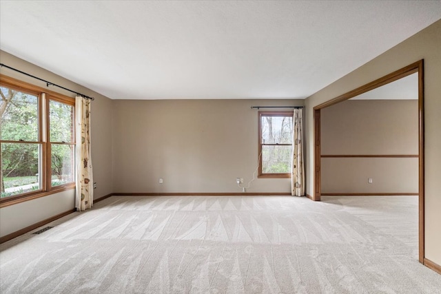 empty room featuring light carpet and plenty of natural light