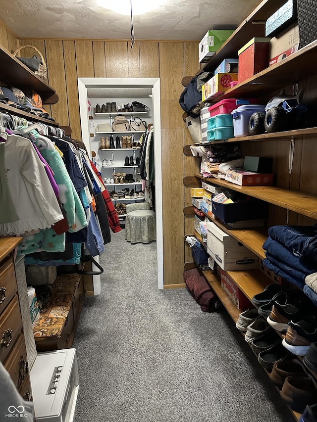 spacious closet featuring carpet