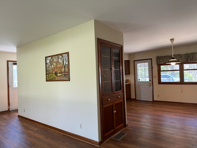 foyer entrance with dark hardwood / wood-style floors