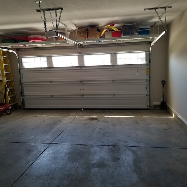 garage with a garage door opener