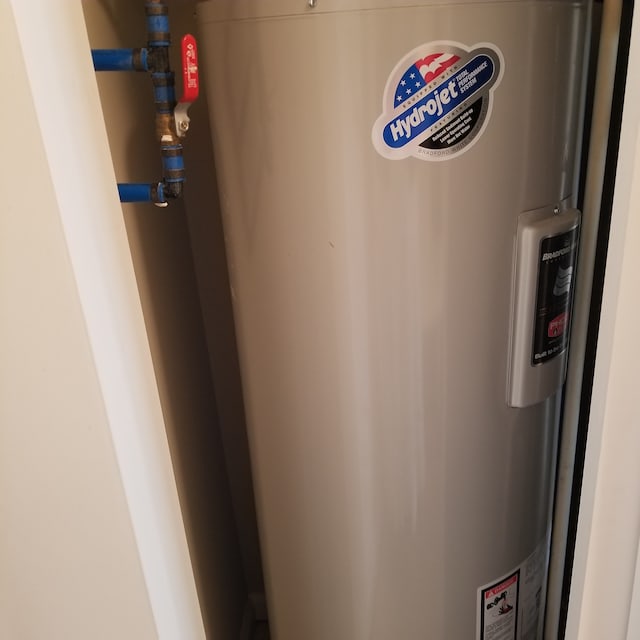 utility room with electric water heater