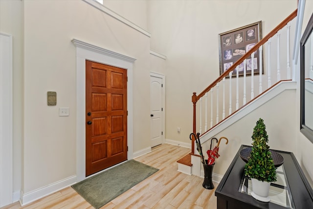 entrance foyer with light hardwood / wood-style floors