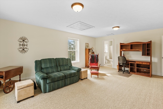 living room with carpet