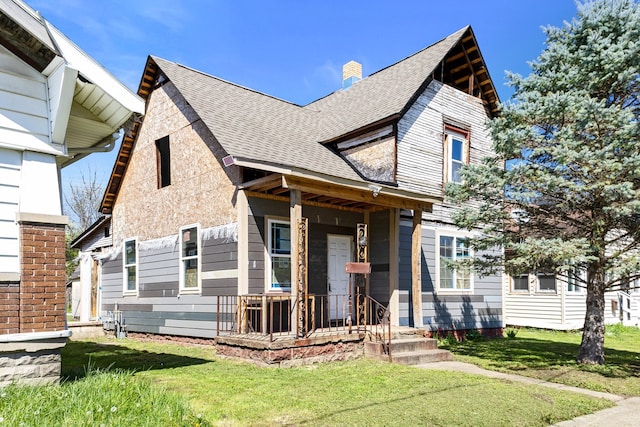 view of front of house with a front lawn