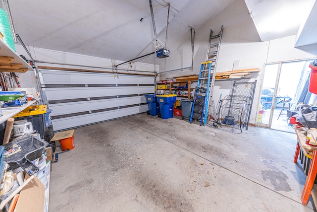 garage with a garage door opener