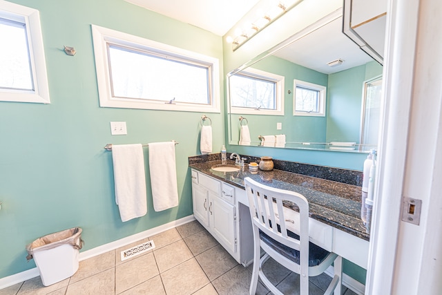 bathroom featuring vanity and tile patterned flooring