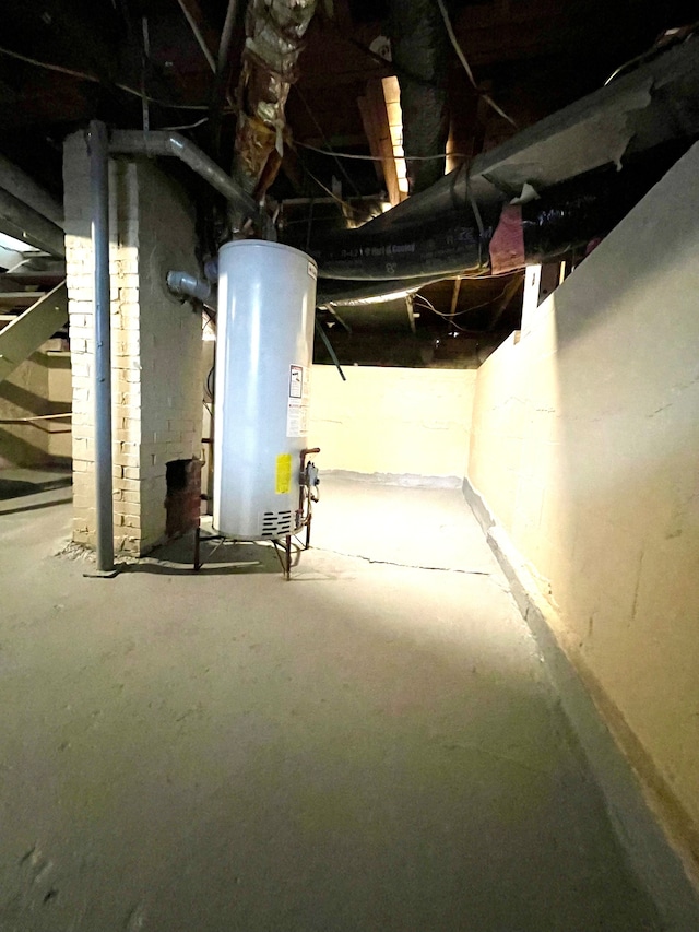 basement with gas water heater