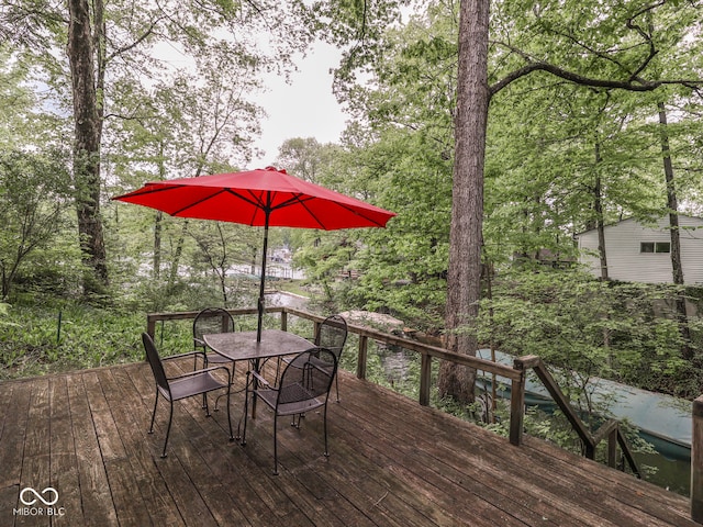6486 Coyote Dr, Nineveh, IN 46164 - wooden deck with outdoor dining area