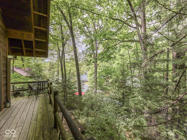 6486 Coyote Dr, Nineveh, IN 46164 - wooden terrace with a view of trees