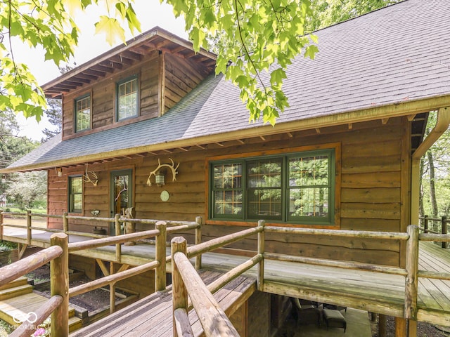6486 Coyote Dr, Nineveh, IN 46164 - back of house featuring a wooden deck and a shingled roof