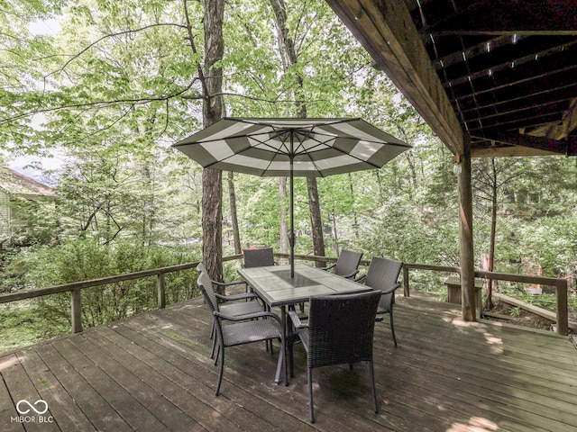 6486 Coyote Dr, Nineveh, IN 46164 - wooden terrace featuring outdoor dining space