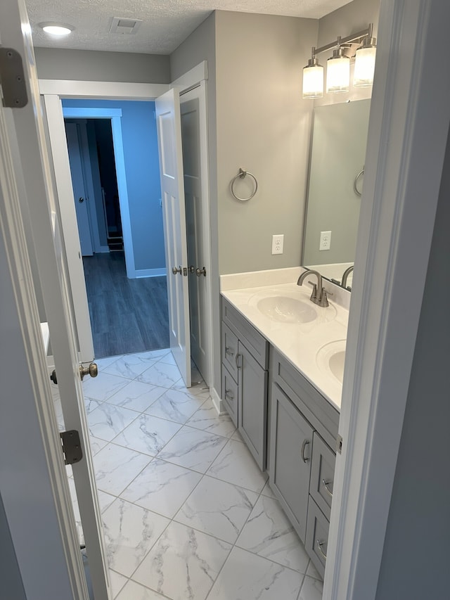 bathroom featuring vanity and a textured ceiling