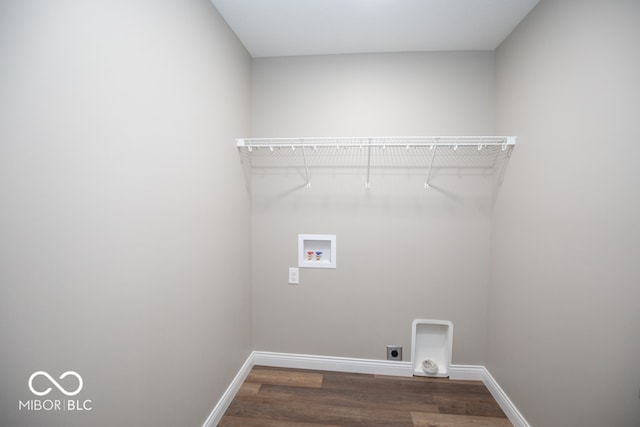 laundry room featuring electric dryer hookup, dark hardwood / wood-style flooring, and hookup for a washing machine