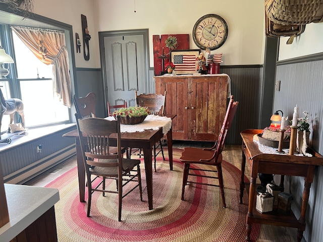 dining area with wood-type flooring