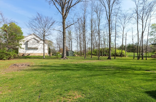 view of yard featuring an outdoor structure