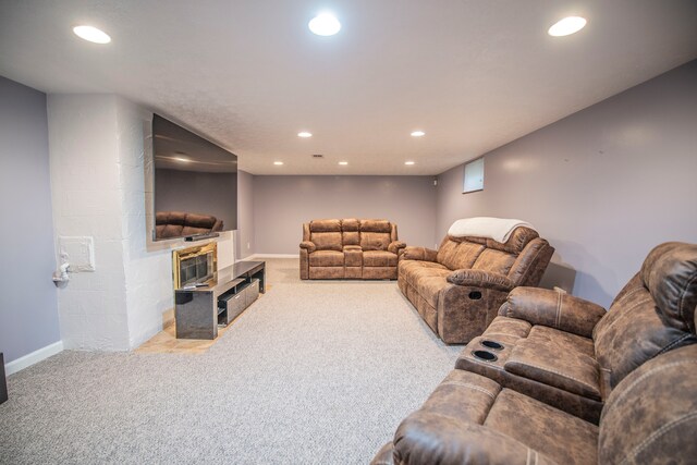 2925 Highwoods Dr, Indianapolis, IN 46222 - living room with carpet floors, recessed lighting, and baseboards
