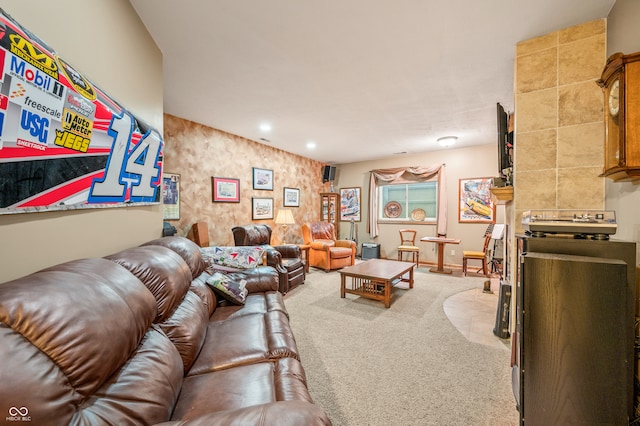 living room featuring carpet