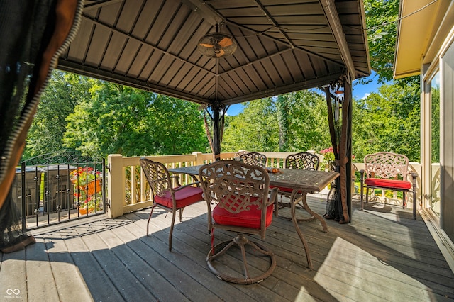 wooden deck featuring a gazebo