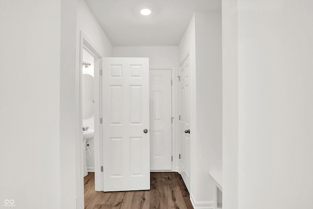 hall featuring light wood-type flooring