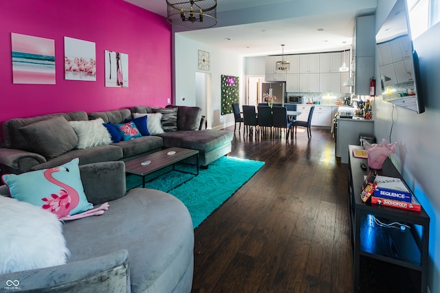 living room with hardwood / wood-style flooring