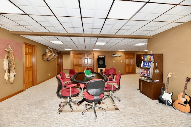 view of carpeted dining space