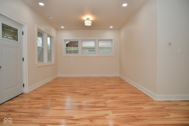 547 Udell St, Indianapolis, IN 46208 - entryway with light wood-style floors, baseboards, and recessed lighting