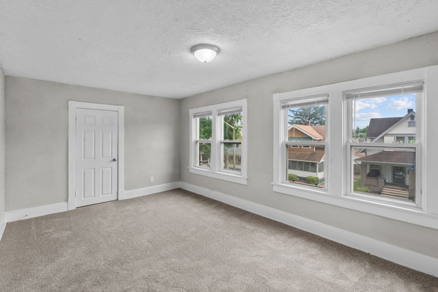 spare room with carpet floors and a textured ceiling