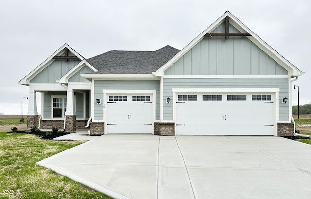 craftsman inspired home featuring a garage