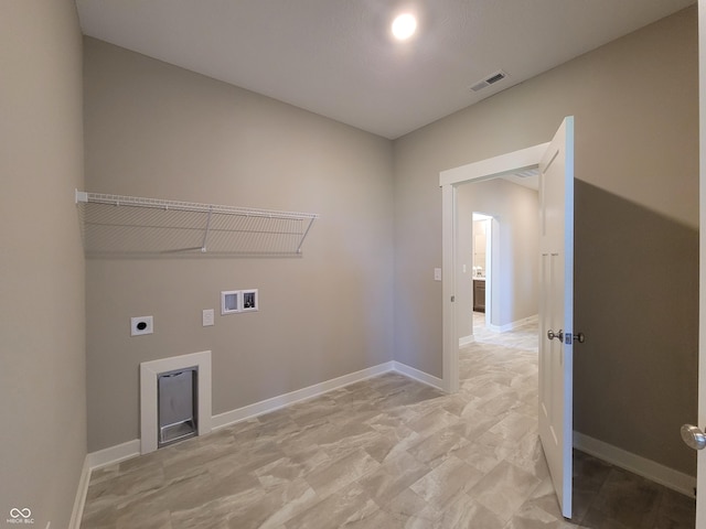 washroom featuring electric dryer hookup and hookup for a washing machine