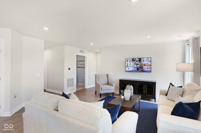 living room featuring light hardwood / wood-style floors