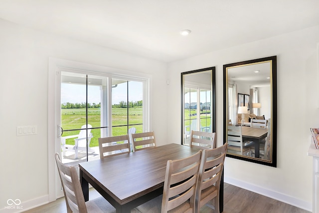 dining space featuring hardwood / wood-style floors