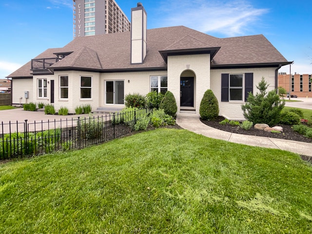 view of front of home featuring a front yard