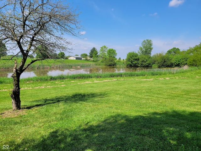 view of yard with a water view