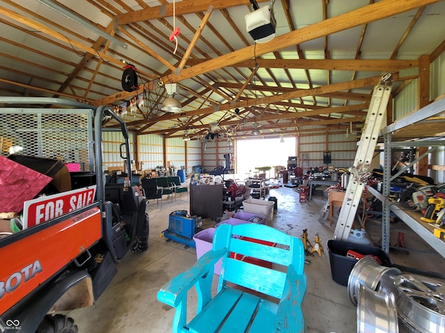 garage with a garage door opener