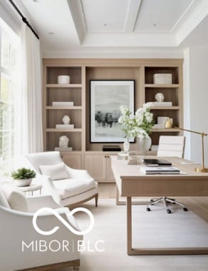 office featuring ornamental molding, built in shelves, and wood-type flooring