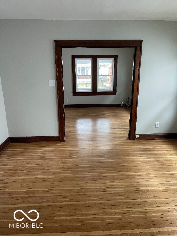 spare room with wood-type flooring