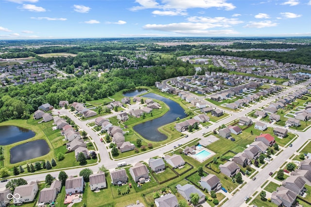 bird's eye view featuring a water view