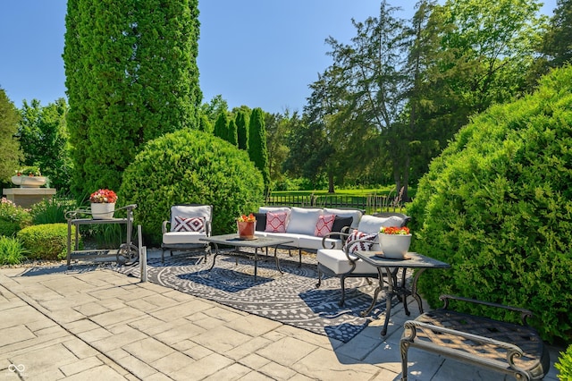 view of patio with an outdoor living space