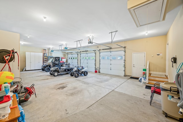 garage with a garage door opener