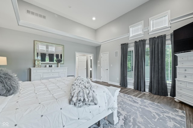 bedroom featuring dark hardwood / wood-style flooring