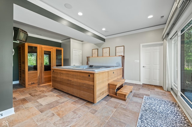 kitchen featuring crown molding