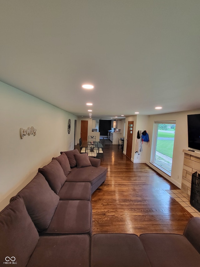 living room with hardwood / wood-style flooring