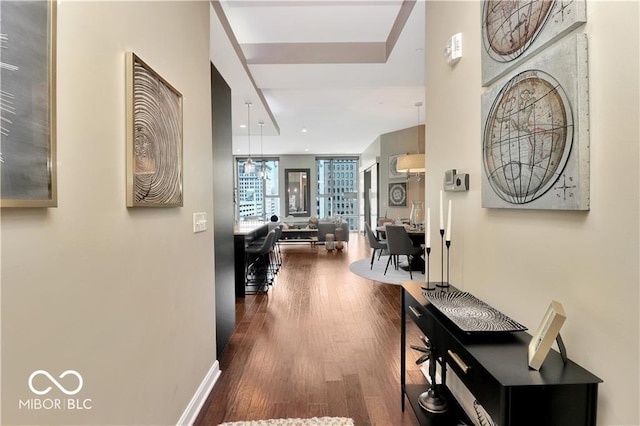 corridor featuring dark hardwood / wood-style floors