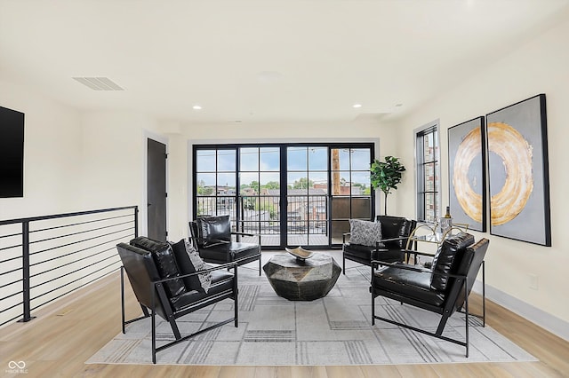 living room featuring light hardwood / wood-style floors